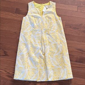 LOFT Yellow and White Patterned Midi Dress